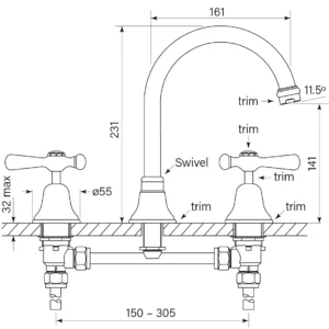 CASCADE SINK SET, VANITY, CD LEVER - Image 2