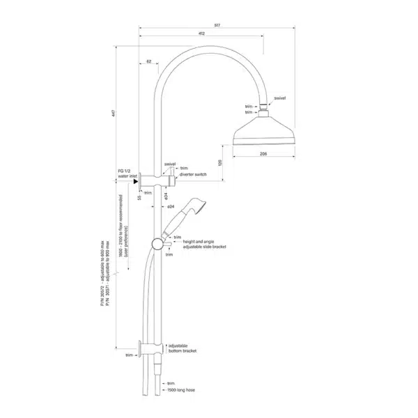 CASCADE DUAL SHOWER 600 - Image 2