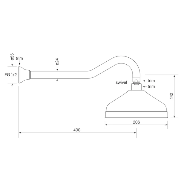 CASCADE SWAN NECK SHOWER - Image 2