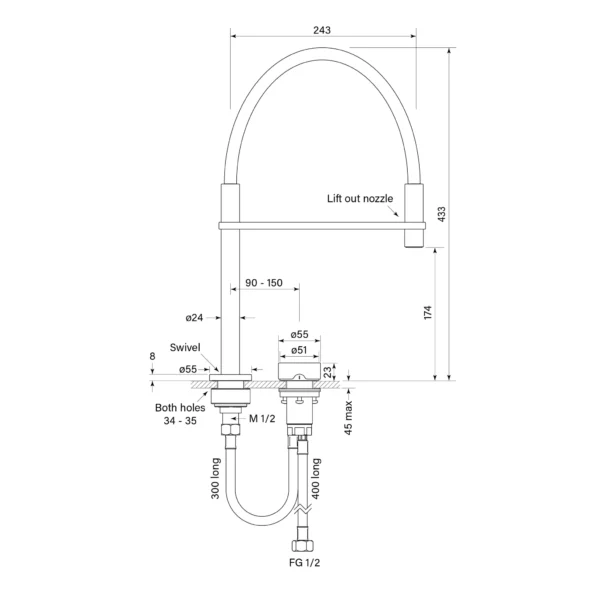 ZERO PROGRESIV SMOOTH SINK MIXER PULL DOWN - Image 2