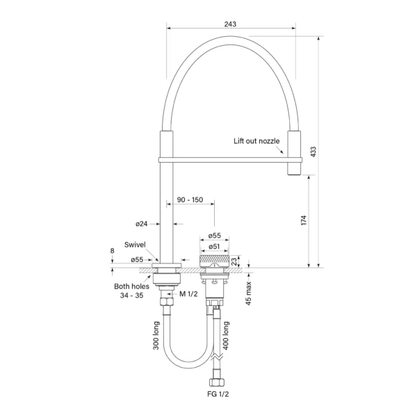 ZERO PROGRESIV KNURL SINK MIXER PULL DOWN - Image 2