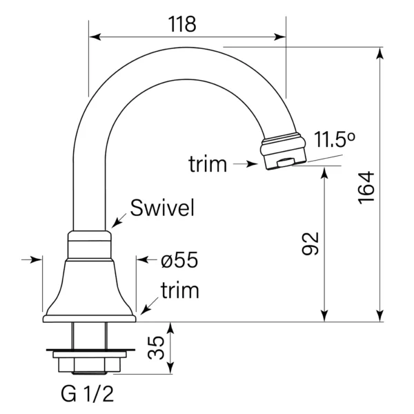 CASCADE BASIN OUTLET, SWIVEL - Image 2