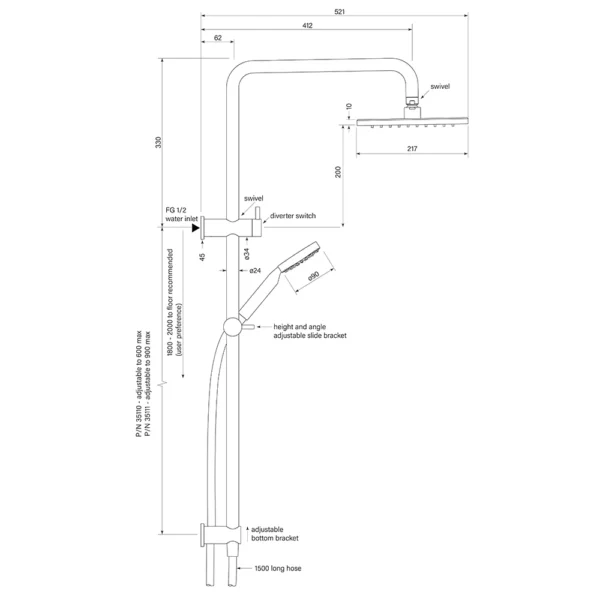 ZEOS DUAL SHOWER 900 SQA 90SQ 217SQ - Image 2