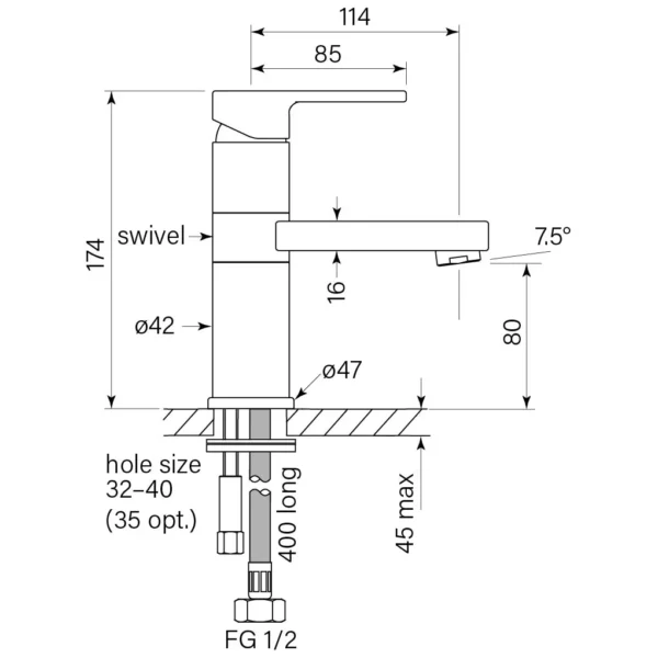ZEOS BASIN MIXER, SWIVEL - Image 2
