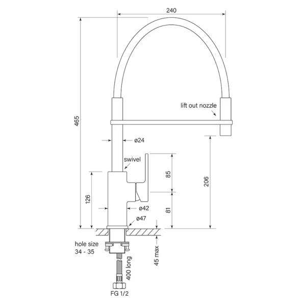 ZEOS SINK MIXER, PULL DOWN - Image 3
