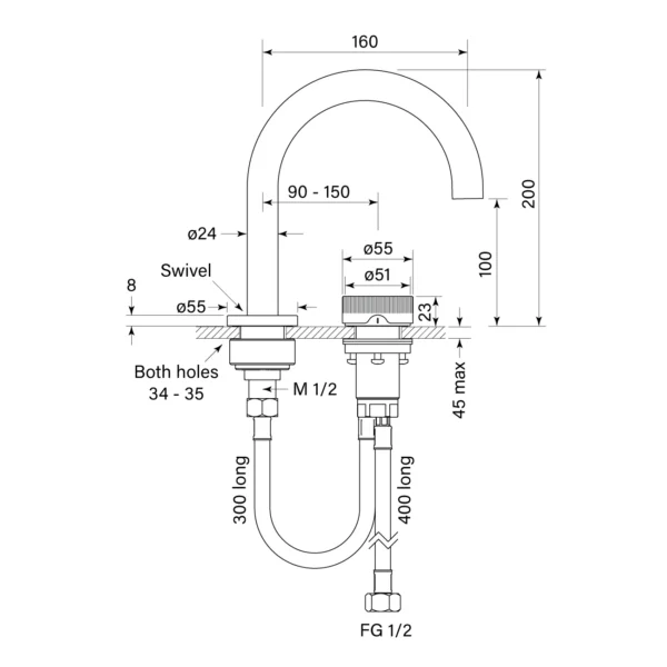 ZERO PROGRESIV FLUTED BASIN MIXER CURVE - Image 2