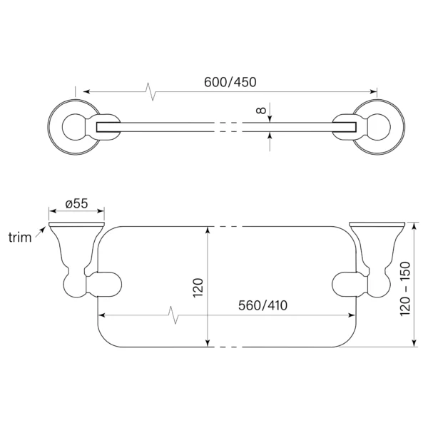 CASCADE GLASS SHELF 600 - Image 2