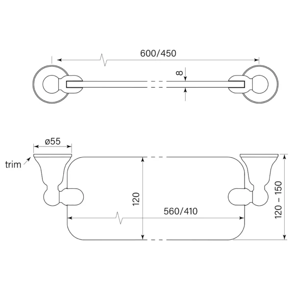 CASCADE GLASS SHELF 450 - Image 2