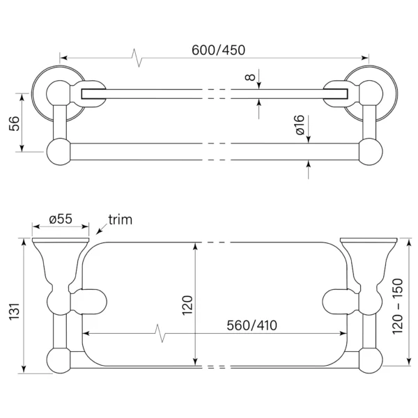 CASCADE GLASS SHELF AND RAIL, 600 - Image 2
