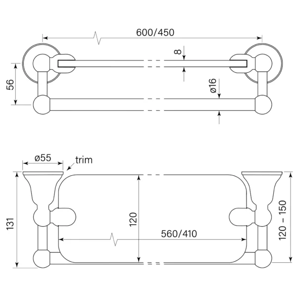 CASCADE GLASS SHELF AND RAIL, 450 - Image 2