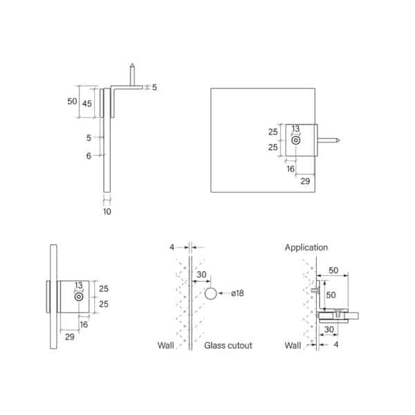 SHOWER BRACKET, GLASS-TO-WALL 90 DEGREE - Image 2