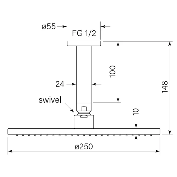 PEGASI OVERHEAD SHOWER 100 CDROP 250HEAD - Image 2