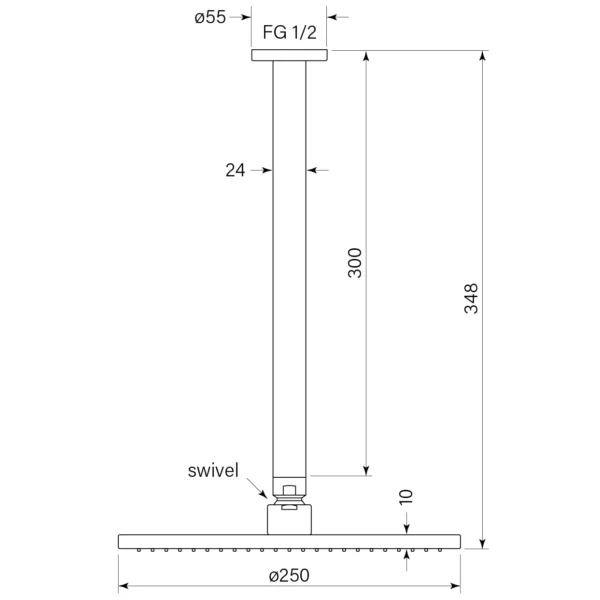 PEGASI OVERHEAD SHOWER 300 CDROP 250HEAD - Image 2