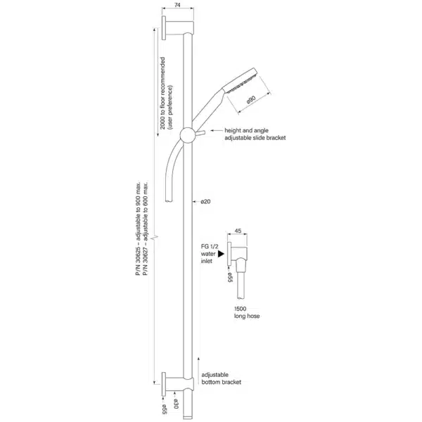PEGASI SLIDE SHOWER, ADJUST 600, 90RND - Image 2