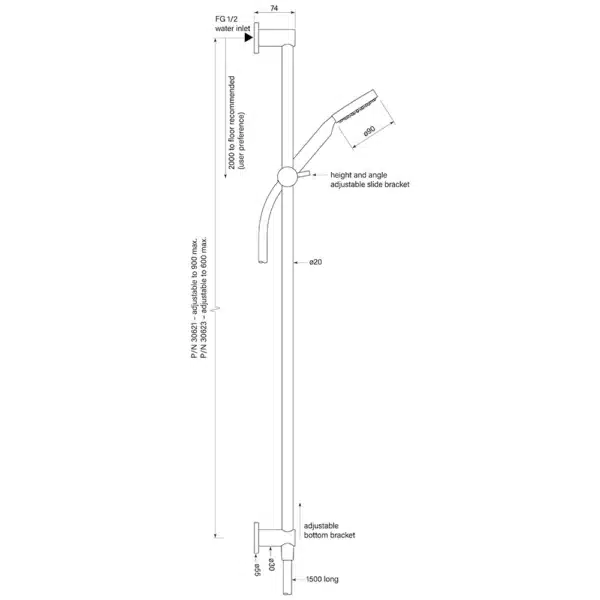 PEGASI SLIDE SHOWER, INFLOW 600, 90RND - Image 2
