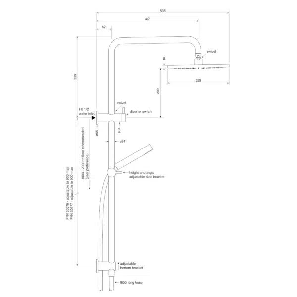 PEGASI DUAL SHOWER 900 SQA MICRO, 250 - Image 2