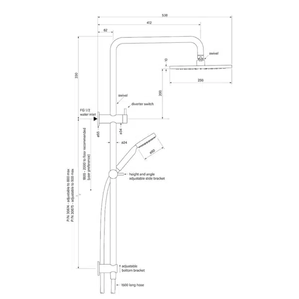 PEGASI DUAL SHOWER 600 SQA 90RND, 250 - Image 2