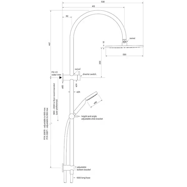 PEGASI DUAL SHOWER 900 CRV 90RND, 250 - Image 2