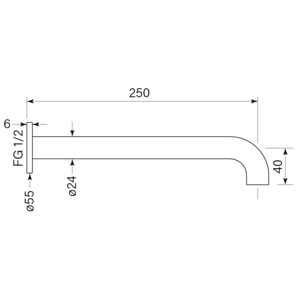 PEGASI WALL BATH SPOUT 250 - Image 2