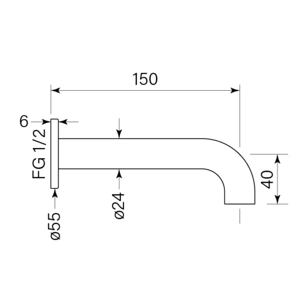 PEGASI WALL BATH SPOUT 150 - Image 2
