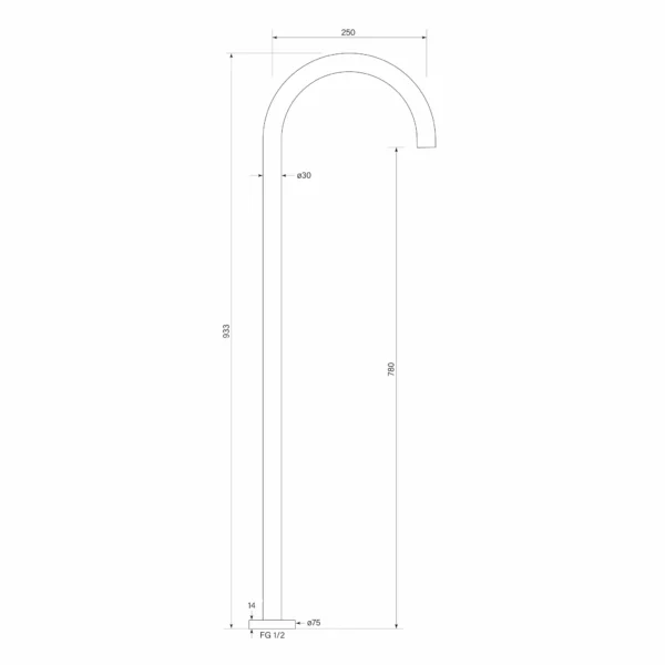 PEGASI FLOOR BATH SPOUT CURVE - Image 2