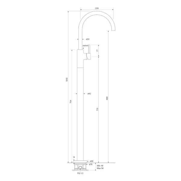PEGASI FLOOR BATH MIXER CURVE - Image 2