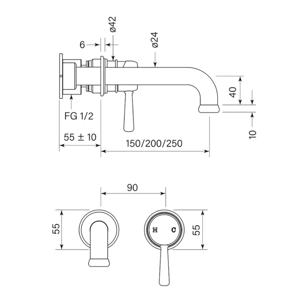 CASCADE BASIN MIXER SET 250 - Image 2