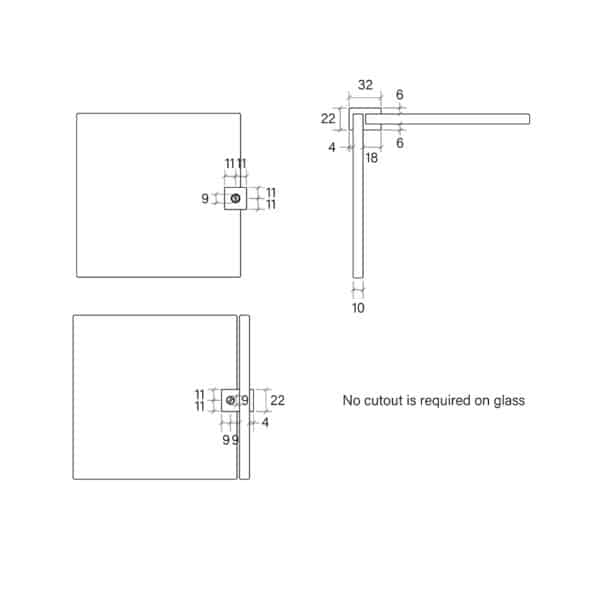 SHOWER OVER-PANEL FITTING, GLASS-TO-GLASS SQUARE - Image 2