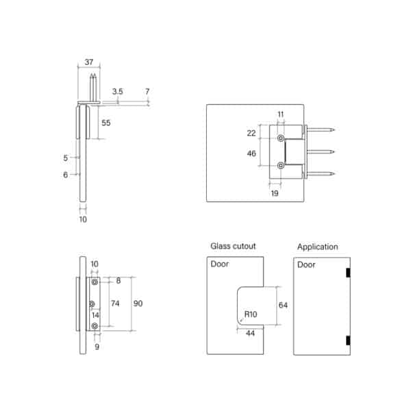 SHOWER HINGE, GLASS-TO-WALL 90 DEGREE - Image 2