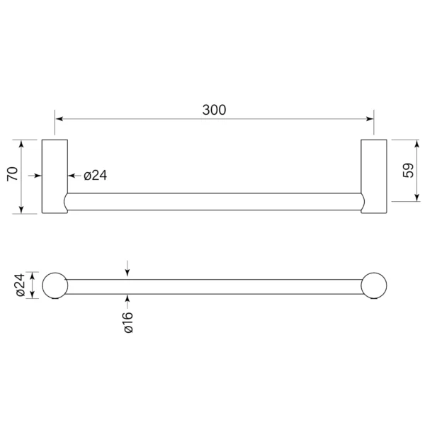 PEGASI NF TOWEL RAIL SINGLE 600 - Image 2