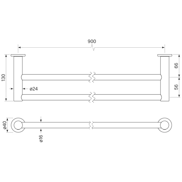 PEGASI TOWEL RAIL DOUBLE 900 - Image 2
