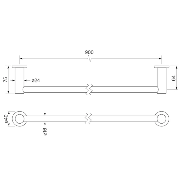 PEGASI TOWEL RAIL SINGLE 900 - Image 2