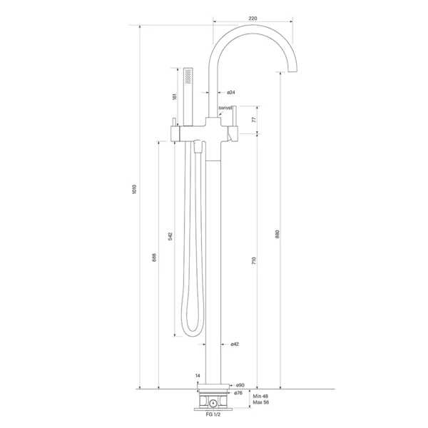 Pegasi Floor Mixer square w 90rnd hs - Image 2