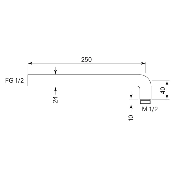 SPARES – SHOWER ARM STRAIGHT 250 - Image 2