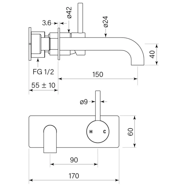 PEGASI M BACK PLATE BASIN MIXER 150 - Image 12