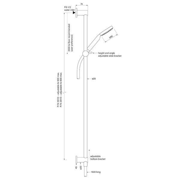 ZEOS SLIDE SHOWER, INFLOW 900, 90SQ - Image 2