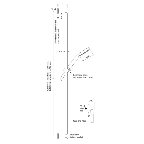 ZEOS SLIDE SHOWER, RETROF 600, 90SQ - Image 3