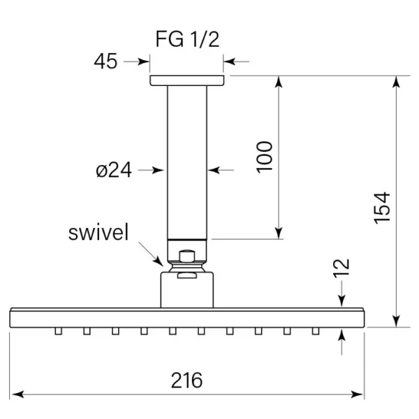 ZEOS CEILING SHOWER 100 DROP - Image 2