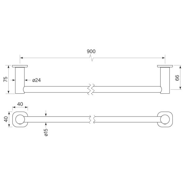 ZEOS TOWEL RAIL SINGLE 900 - Image 2