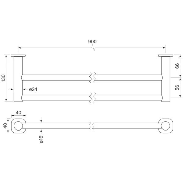 ZEOS TOWEL RAIL DOUBLE 900 - Image 2