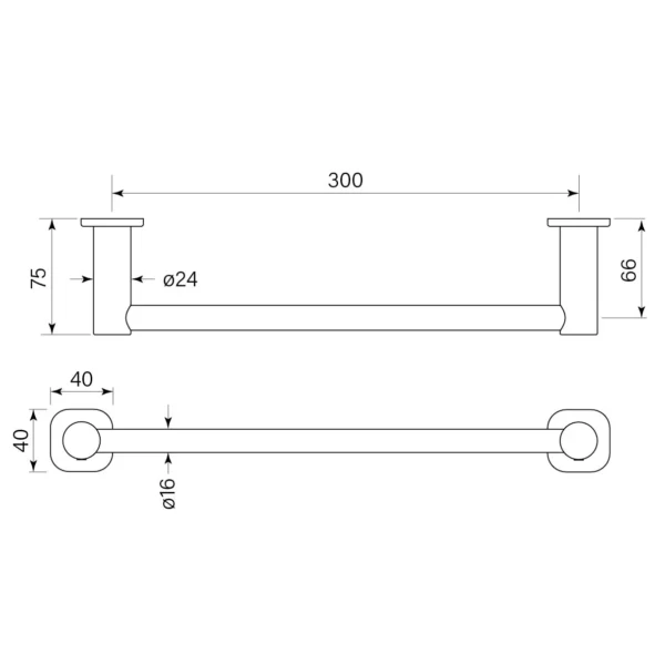 ZEOS HAND TOWEL RAIL SINGLE 300 - Image 3