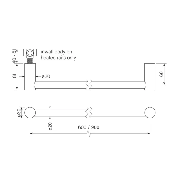 PEGASI NF HEATED TOWEL RAIL 600 - Image 2