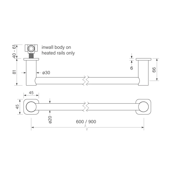 ZEOS HEATED TOWEL RAIL 600 - Image 3