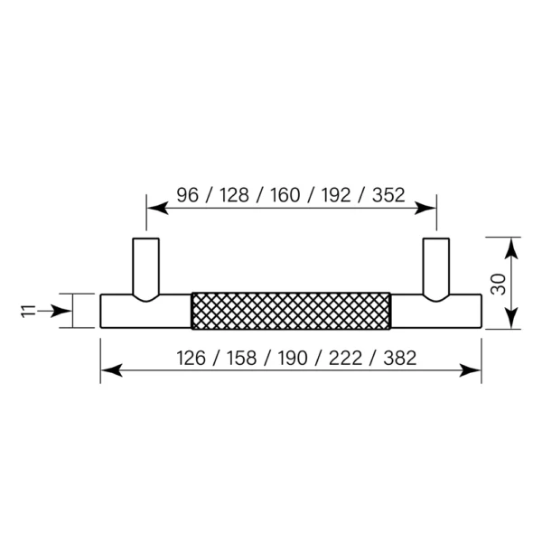 BAR PULL CENTRE KNURL 126 (96HS) - Image 2
