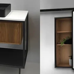 Elli 900mm Vanity + Matching Wall Cabinet with Sliding Mirror - Image 2