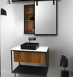 Elli 900mm Vanity + Matching Wall Cabinet with Sliding Mirror - Image 5