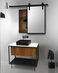 Elli 700mm Vanity + Matching Wall Cabinet with Sliding Mirror - Image 4