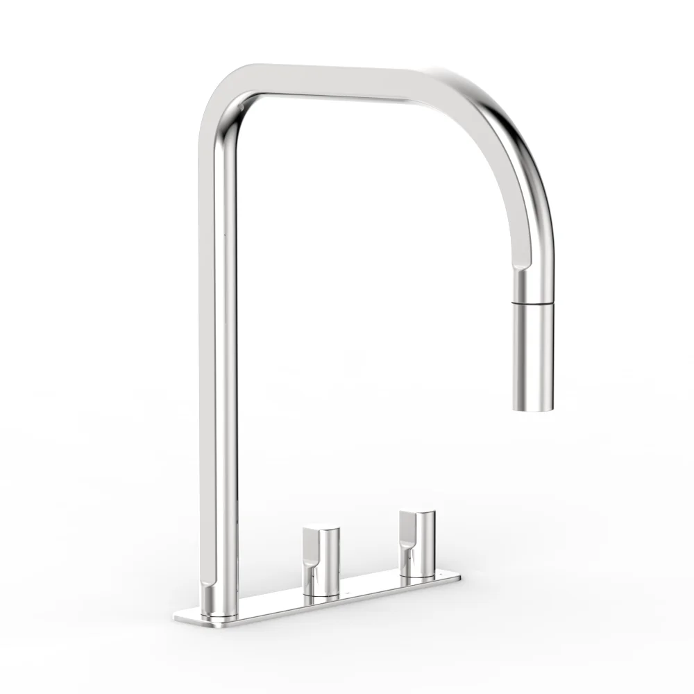 Figura Form Deck Mount Sink Tap Set w. Pull out spray - Image 2