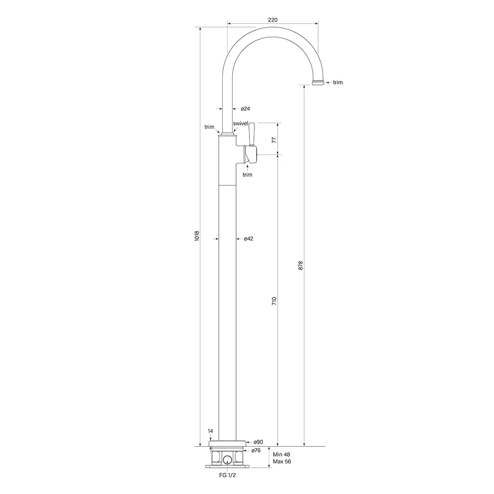Cascade Fkit Floor Bath mixer - Image 4