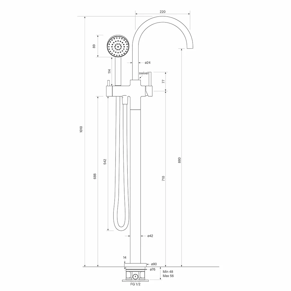 Pegasi Fkit Floor Mixer curve w 90rnd hs - Image 8